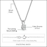 0.75 Cttw Oval Solitaire Cubic Zirconia 4 Prong Pendant with 18 inch Silver Chain for Her in 925 Sterling Silver