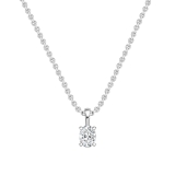 1.00 Cttw Oval Solitaire Cubic Zirconia 4 Prong Pendant with 18 inch Silver Chain for Her in 925 Sterling Silver