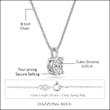 3.00 Cttw Oval Solitaire Cubic Zirconia 4 Prong Pendant with 18 inch Silver Chain for Her in 925 Sterling Silver