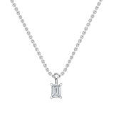 1.00 Cttw Emerald Cut Solitaire Cubic Zirconia 4 Prong Pendant with 18 inch Silver Chain for Her in 925 Sterling Silver