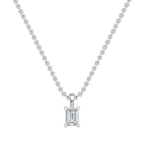 1.50 Cttw Emerald Cut Solitaire Cubic Zirconia 4 Prong Pendant with 18 inch Silver Chain for Her in 925 Sterling Silver