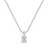 2.00 Cttw Emerald Cut Solitaire Cubic Zirconia 4 Prong Pendant with 18 inch Silver Chain for Her in 925 Sterling Silver