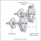 1.00 Cttw Marquise Cubic Zirconia V-Prong Solitaire Stud Earrings for Women in 925 Sterling Silver in Screw Back