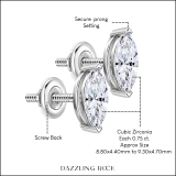 1.50 Cttw Marquise Cubic Zirconia V-Prong Solitaire Stud Earrings for Women in 925 Sterling Silver in Screw Back