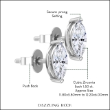3.00 Cttw Marquise Cubic Zirconia V-Prong Solitaire Stud Earrings for Women in 925 Sterling Silver in Push Back