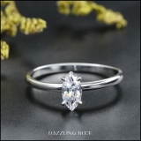 0.50 Cttw Marquise Cubic Zirconia Solitaire Engagement Ring, 925 Sterling Silver