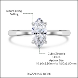 1.25 Cttw Marquise Cubic Zirconia Solitaire Engagement Ring, 925 Sterling Silver