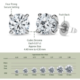 925 Sterling Silver Unseen Halo Push Back Stud Earrings, 0.83 ctw Round Cubic Zirconia