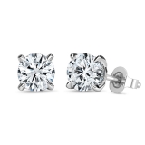 925 Sterling Silver Unseen Halo Push Back Stud Earrings, 1.08 ctw Round Cubic Zirconia
