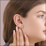 925 Sterling Silver Unseen Halo Push Back Stud Earrings, 1.08 ctw Round Cubic Zirconia