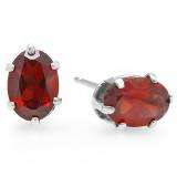 1.50 Carat (ctw) Real Genuine Oval Shape Natural Red Garnet 925 Sterling Silver 7 x 5 mm Studs Earrings