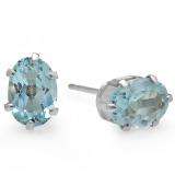 1.50 Carat (ctw) Real Genuine Oval Shape Natural Blue Topaz 925 Sterling Silver 7 x 5 mm Studs Earrings