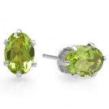 1.50 Carat (ctw) Real Genuine Oval Shape Natural Green Peridot 925 Sterling Silver 7 x 5 mm Studs Earrings