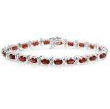 15.00 CT 7.25 Inch 6.5 mm Wide Real Oval Cut Genuine Red Garnet 925 Sterling Silver Tennis Bracelet