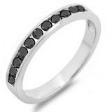 0.50 Carat (ctw) 10k White Gold Round Black Diamond Ladies Anniversary Wedding Stackable Ring Band