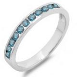 0.50 Carat (ctw) 10k White Gold Round Blue Diamond Ladies Anniversary Wedding Stackable Ring Band