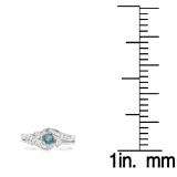 0.50 Carat (ctw) 10k White Gold Round Blue And White Diamond Ladies Swirl Bridal Engagement Ring Matching Band Set