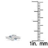 0.50 Carat (ctw) 10k White Gold Round Blue And White Diamond Ladies Swirl Bridal Engagement Ring Matching Band Set