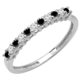 0.33 Carat (ctw) 10K White Gold Round White & Black Diamond Anniversary Stackable Wedding Band 1/3 CT