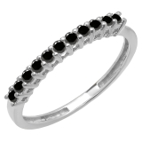 0.33 Carat (ctw) 10K White Gold Round Black Diamond Anniversary Stackable Wedding Band 1/3 CT