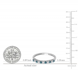 0.33 Carat (ctw) 10K White Gold Round White & Blue Diamond Anniversary Stackable Wedding Band 1/3 CT