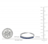 0.33 Carat (ctw) 10K White Gold Round Blue Sapphire Anniversary Stackable Wedding Band 1/3 CT
