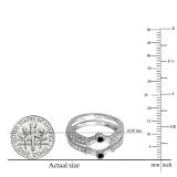 0.55 Carat (ctw) 14k White Gold Round & Baguette White & Black Diamond Ladies Anniversary Wedding Enhancer Guard Band 1/2 CT