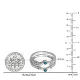 0.55 Carat (ctw) 14k White Gold Round & Baguette White & Blue Diamond Ladies Anniversary Wedding Enhancer Guard Band 1/2 CT