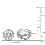 0.55 Carat (ctw) 18k White Gold Round & Baguette White Diamond & Blue Sapphire Ladies Anniversary Wedding Enhancer Guard Band 1/2 CT