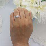 0.50 Carat (ctw) 10k White Gold Round White And Blue Diamond Ladies Halo Style Bridal Engagement Ring Set Matching Band 1/2 CT