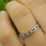 0.75 Carat (ctw) 10k White Gold Round White And Blue Diamond Ladies Curved Guard Matching Bridal Wedding Band