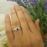 0.50 Carat (ctw) 14k White Gold Round White Diamond And Blue Sapphire Ladies Swirl Engagement 3 Stone Bridal Ring 1/2 CT