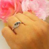 0.50 Carat (ctw) 10k White Gold Round Blue Sapphire And White Diamond Ladies Swirl Engagement 3 Stone Bridal Ring