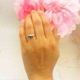 0.50 Carat (ctw) 10k White Gold Round Blue Sapphire And White Diamond Ladies Swirl Engagement 3 Stone Bridal Ring