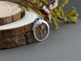 0.50 Carat (ctw) 14k White Gold Round Blue Sapphire And White Diamond Ladies Swirl Engagement 3 Stone Bridal Ring