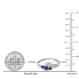 0.50 Carat (ctw) 14k White Gold Round Blue Sapphire And White Diamond Ladies Swirl Engagement 3 Stone Bridal Ring