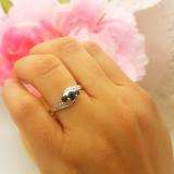 0.50 Carat (ctw) 10k White Gold Round Blue Sapphire And White Diamond Ladies Swirl Engagement 3 Stone Bridal Ring