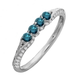 0.50 Carat (ctw) 18K White Gold Round Blue And White Diamond Ladies Anniversary Wedding Band Stackable Ring