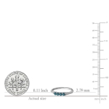 0.50 Carat (ctw) 18K White Gold Round Blue And White Diamond Ladies Anniversary Wedding Band Stackable Ring