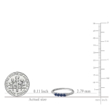 0.50 Carat (ctw) 10k White Gold Round Blue Sapphire And White Diamond Ladies Anniversary Wedding Band Stackable Ring