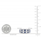 1.15 Carat (ctw) 18k White Gold Round Blue Sapphire And White Diamond Ladies Anniversary Wedding Band Ring