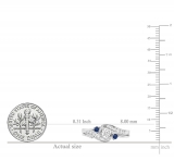 0.50 Carat (Ctw) Round Blue Sapphire & White Diamond Swirl Bridal Engagement Ring Matching Band Set in 10K White Gold