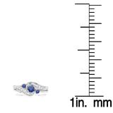 0.50 Carat (ctw) 14k White Gold Round Blue Sapphire And White Diamond Ladies Swirl Bridal Engagement Ring Matching Band Set