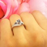 0.50 Carat (ctw) 14k White Gold Round Blue Sapphire And White Diamond Ladies Swirl Bridal Engagement Ring Matching Band Set