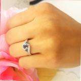 0.50 Carat (ctw) 10k White Gold Round Blue Sapphire And White Diamond Ladies Swirl Bridal Engagement Ring Matching Band Set