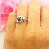 0.50 Carat (ctw) 10k White Gold Round Blue Sapphire And White Diamond Ladies Swirl Bridal Engagement Ring Matching Band Set