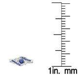 0.50 Carat (ctw) 10k White Gold Round Blue Sapphire And White Diamond Ladies Swirl Bridal Engagement Ring Matching Band Set