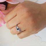 0.50 Carat (ctw) 10k White Gold Round Blue Sapphire And White Diamond Ladies Swirl Bridal Engagement Ring Matching Band Set