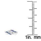 0.50 Carat (ctw) 10k White Gold Round Blue Sapphire And White Diamond Ladies Swirl Bridal Engagement Ring Matching Band Set