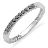 0.15 Carat (ctw) 10k White Gold Round Black Diamond Ladies Anniversary Wedding Matching Band Stackable Ring